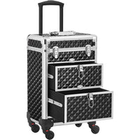 Trolley Makeup Alluminio Valigetta Trucco Estetista Beauty Case Nero