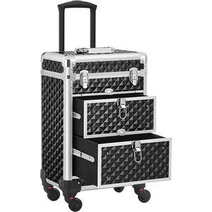 Trolley Makeup Alluminio Valigetta Trucco Estetista Beauty Case Nero