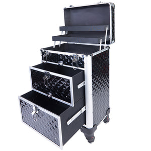 Trolley Makeup Alluminio Valigetta Trucco Estetista Beauty Case Nero