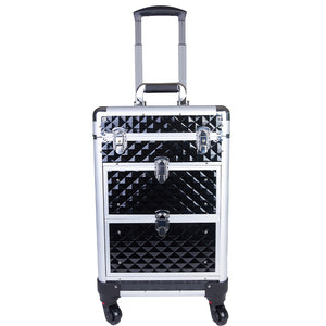 Trolley Makeup Alluminio Valigetta Trucco Estetista Beauty Case Nero