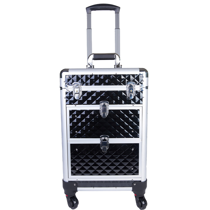 Trolley Makeup Alluminio Valigetta Trucco Estetista Beauty Case Nero