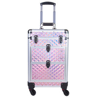 Trolley Makeup in Alluminio Valigetta Trucco Estetista Beauty Case Rosa