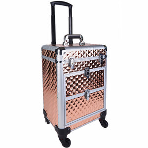 Trolley Makeup in Alluminio Valigetta Trucco Estetista Beauty Case Oro