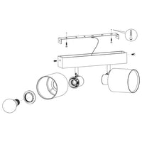 Plafonone in Legno con 2 Faretti in Tessuto Nero Batallas Eglo