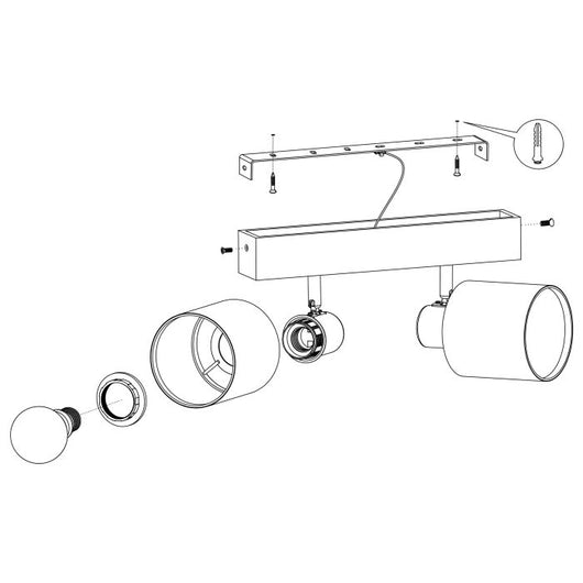 Plafonone in Legno con 2 Faretti in Tessuto Nero Batallas Eglo