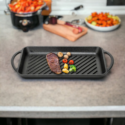 Bistecchiera in Ghisa  2 Manici Antiaderente Tutti i PianiCottura 39.5/33 X 22cm