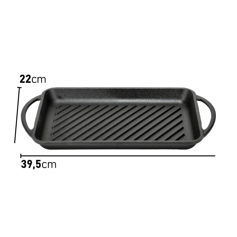Bistecchiera in Ghisa  2 Manici Antiaderente Tutti i PianiCottura 39.5/33 X 22cm