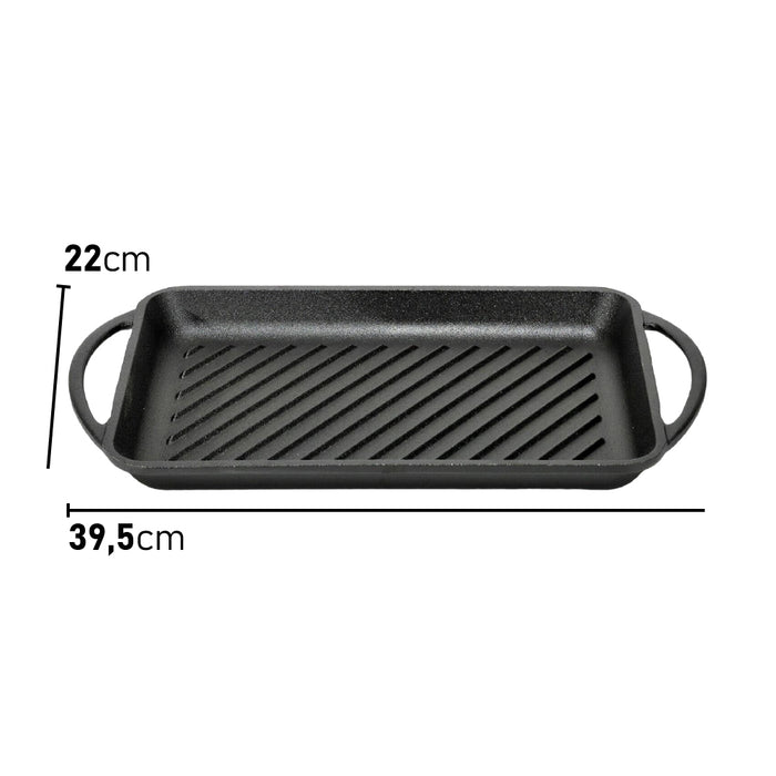 Bistecchiera in Ghisa  2 Manici Antiaderente Tutti i PianiCottura 39.5/33 X 22cm