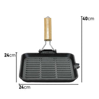 Bistecchiera in Ghisa Manico Pieghevole Antiaderente Tutti i PianiCottura 24x24cm