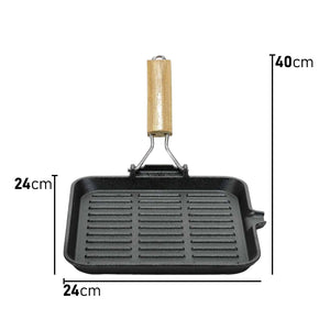 Bistecchiera in Ghisa Manico Pieghevole Antiaderente Tutti i PianiCottura 24x24cm