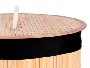 Cesta Porta Biancheria in Bambù con Coperchio e 2 Manici Capacità 48 L Colore Nero