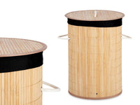 Cesta Porta Biancheria in Bambù con Coperchio e 2 Manici Capacità 48 L Colore Nero