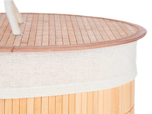 Cesta Porta Biancheria in Bambù con Coperchio 2 Manici Capacità 48Lt Bianco