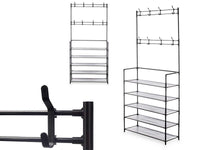 Scarpiera con Attaccapanni in Metallo 5 Piani Appendiabiti 8 Ganci Camera, Ufficio, Ingresso Nero