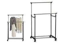 Stand Appendiabiti 2Barre Estendibili Attaccapanni doppio con 4Ruote Salvaspazio