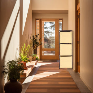 Cassettiera Multiuso in Metallo 3Cassetti in Stoffa 35x35 H 102cm Beige Salvaspazio