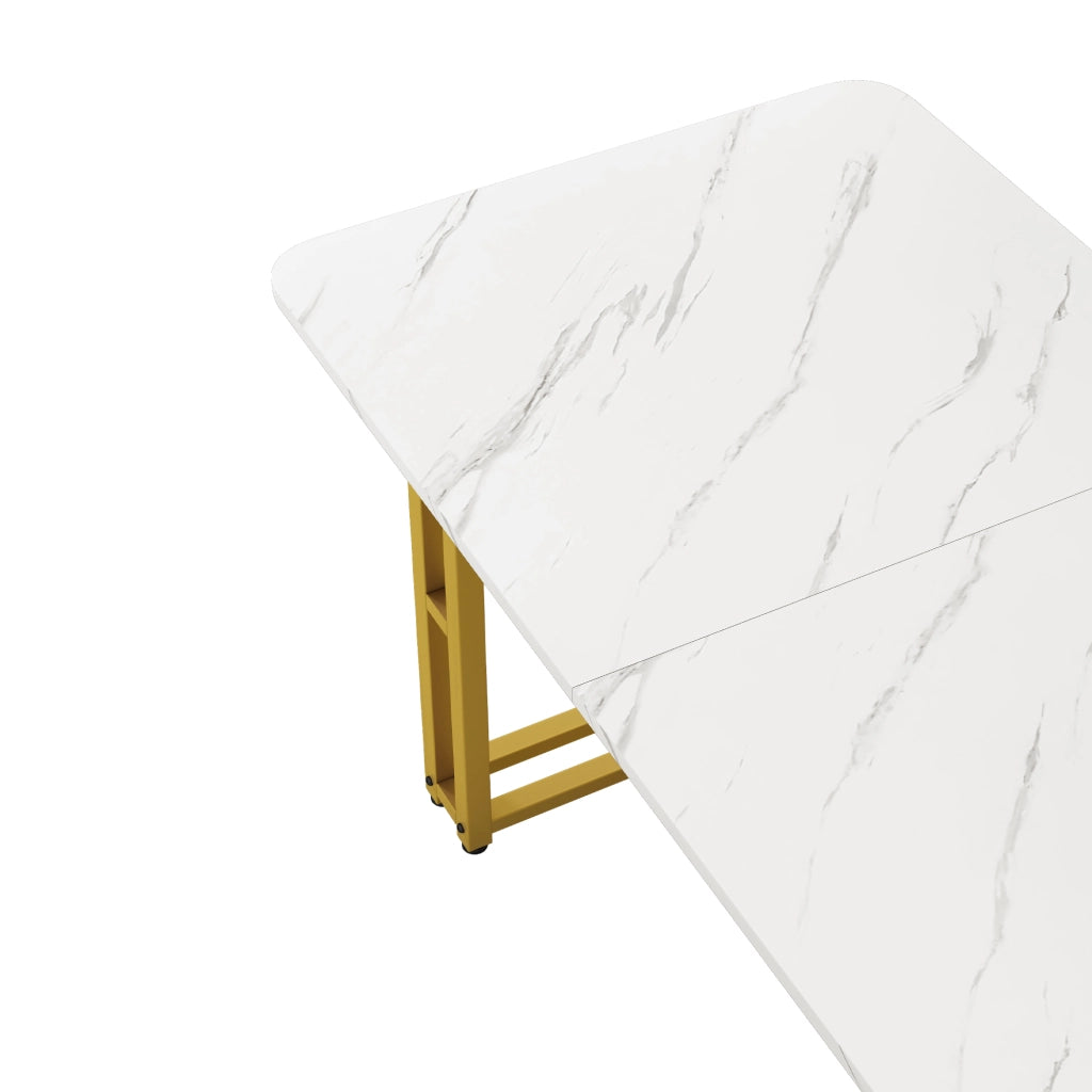Tavolo da pranzo moderno in MDF con gambe in metallo dorato design leggero per sala da pranzo e soggiorno