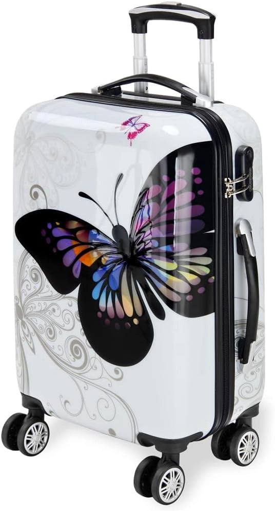 Trolley Butterfly Valigia Guscio Rigido XL Manico Telescopico Alluminio Ruote girevoli 360°