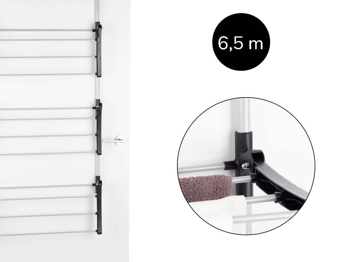 Stendino Pieghevole 3Piani in metallo Zincato e Plastica Stendino per Termosifone Dietro Porta Silver e Nero