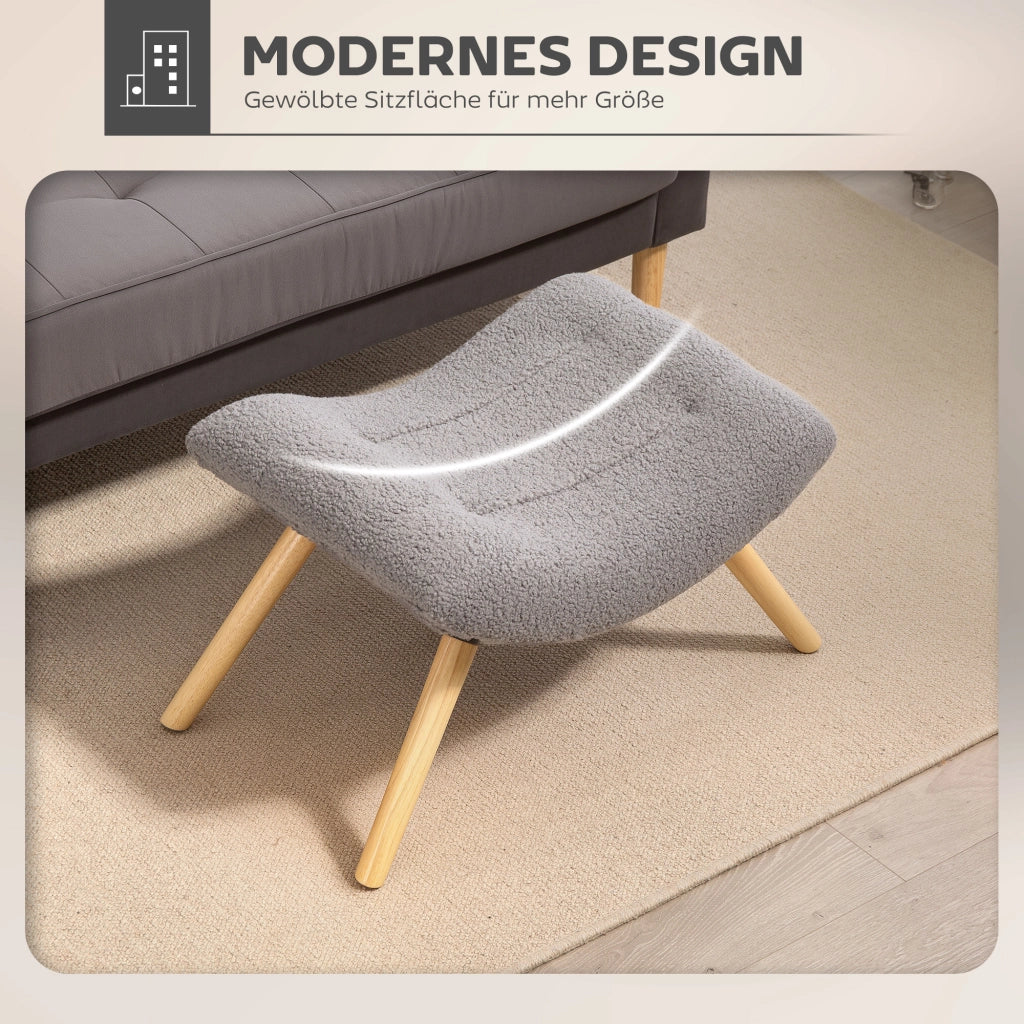 Pouf Moderno Imbottito con Rivestimento Morbido e Gambe in Legno ¨C Zephmum ¨C Grigio Chiaro 40x40x45