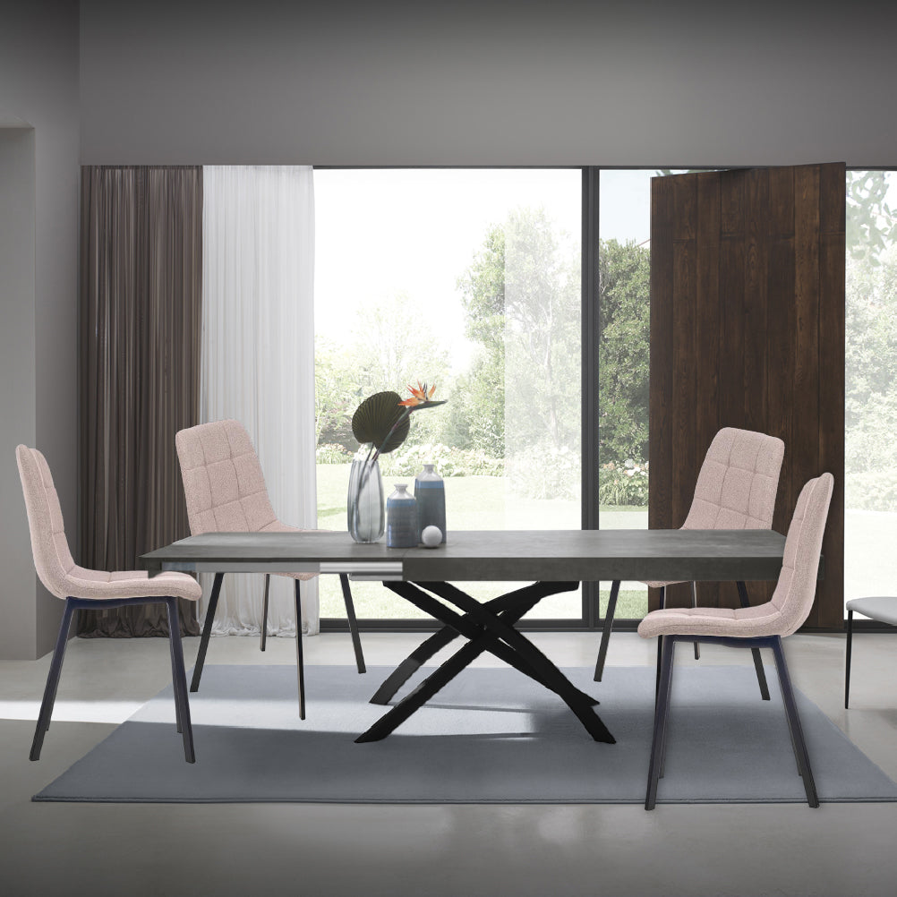 Sedia Moderna 4pz Sedie in Metallo Seduta Imbottita e Trapuntata Tessuto Marrone