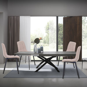 Sedia Moderna 4pz Sedie in Metallo Seduta Imbottita e Trapuntata Tessuto Marrone