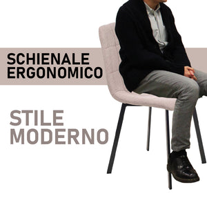 Sedia Moderna 4pz Sedie in Metallo Seduta Imbottita e Trapuntata Tessuto Marrone