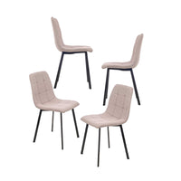 Sedia Moderna 4pz Sedie in Metallo Seduta Imbottita e Trapuntata Tessuto Marrone