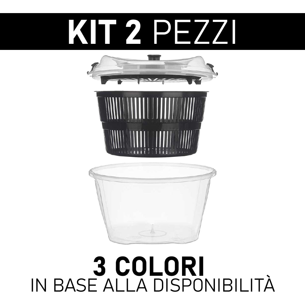 Kit 2 Pezzi Centrifuga per Verdure Manuale in Plastica per Alimenti Colori Assortiti