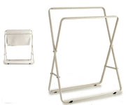 Portasciugamani da Bagno Doppio in Metallo 2 Aste Bianco Pieghevole Casa Hotel