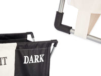 Cesto Porta Biancheria Doppio In Alluminio Tessuto Cotone Pieghevole Salvaspazio