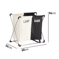 Cesto Porta Biancheria Doppio In Alluminio Tessuto Cotone Pieghevole Salvaspazio