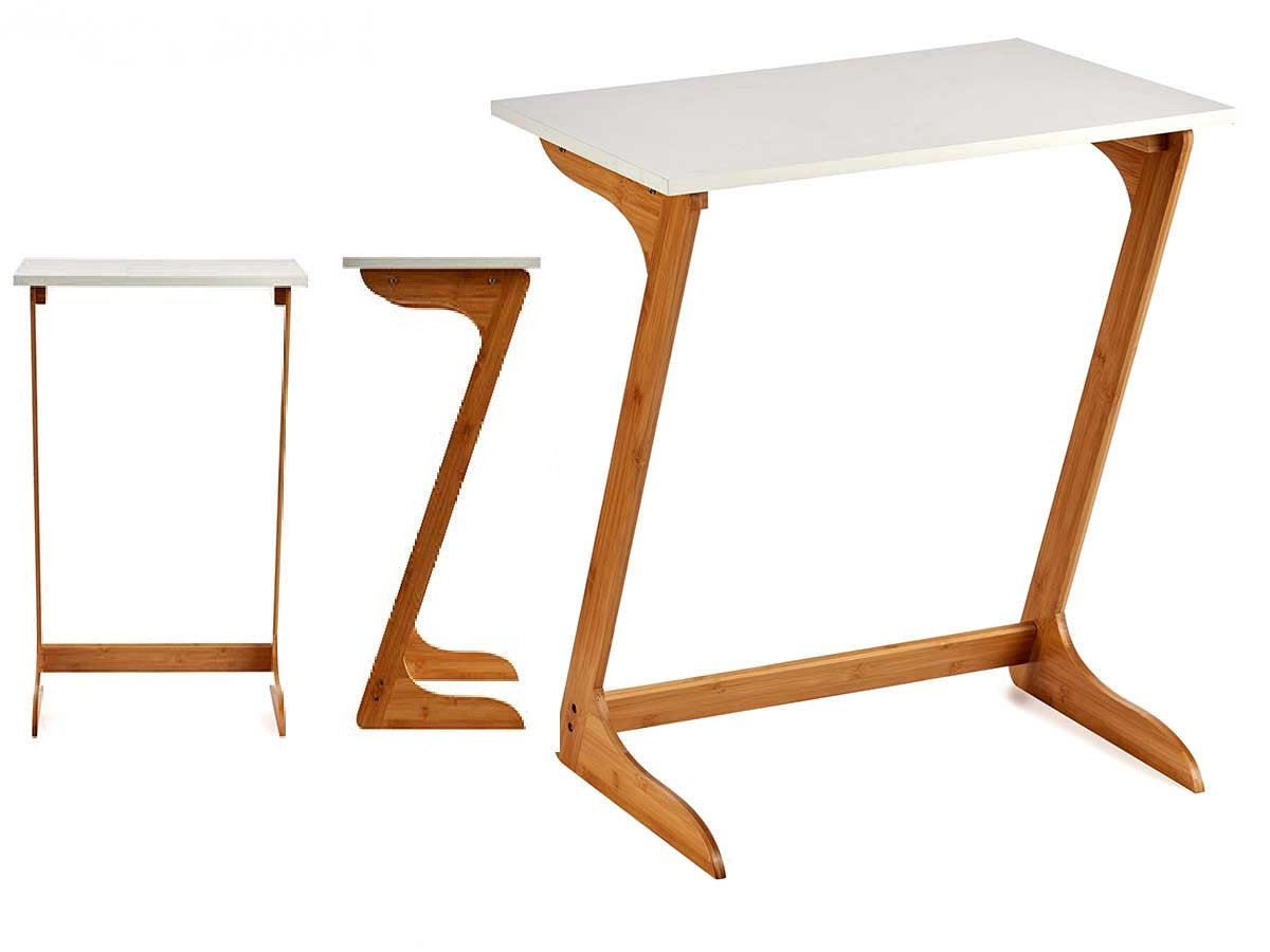 Tavolino Appoggio Porta PC in Bambù per Laptop Portatile Ideale Vicino al Divano