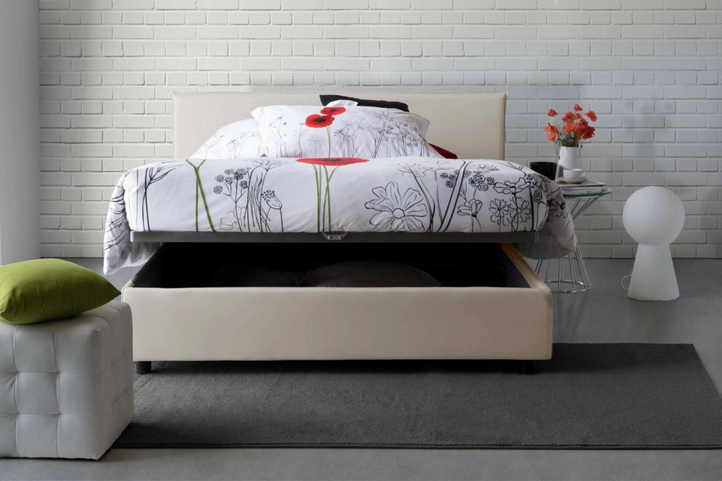 Letto Matrimoniale Ashlee, Letto Matrimoniale Sfoderabile Made in Italy, Beige