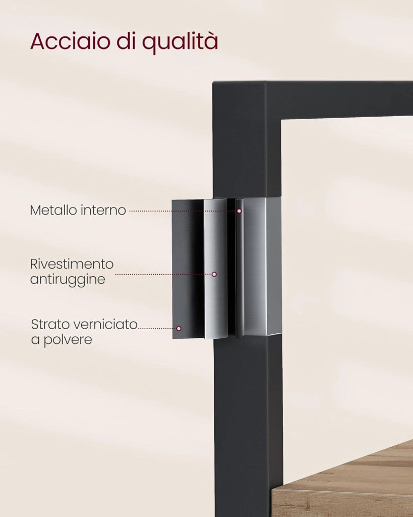 VASAGLE Libreria con 14 ripiani, struttura in metallo, scaffale per soggiorno, casa, ufficio, stile industriale, 24 x 158 x 166 cm, marrone cammello e nero inchiostro, LLS107K01