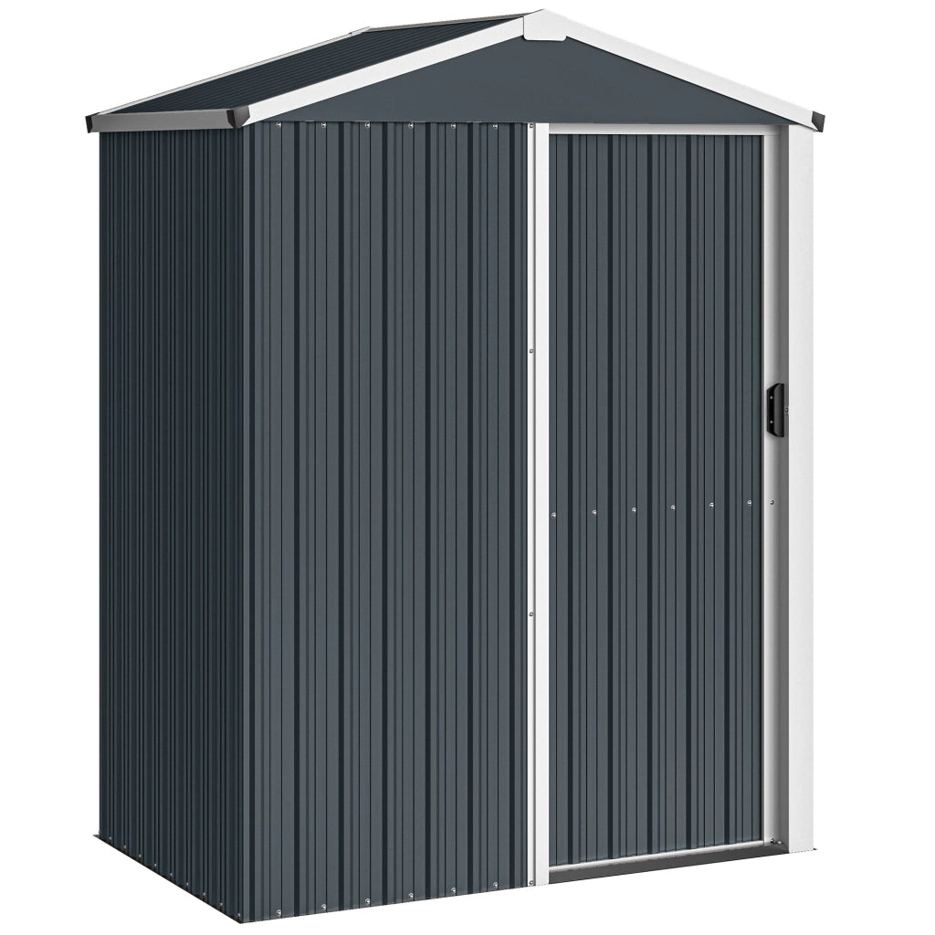 Casetta Box Porta Attrezzi da Giardino 136x87x179 cm Superficie 1.1m² con Porta Scorrevole Bloccabile in Acciaio Grigio
