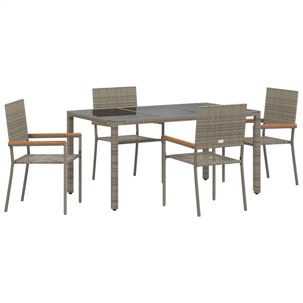 Set da Pranzo per Giardino 5 pcs Grigio polyrattan 3365391