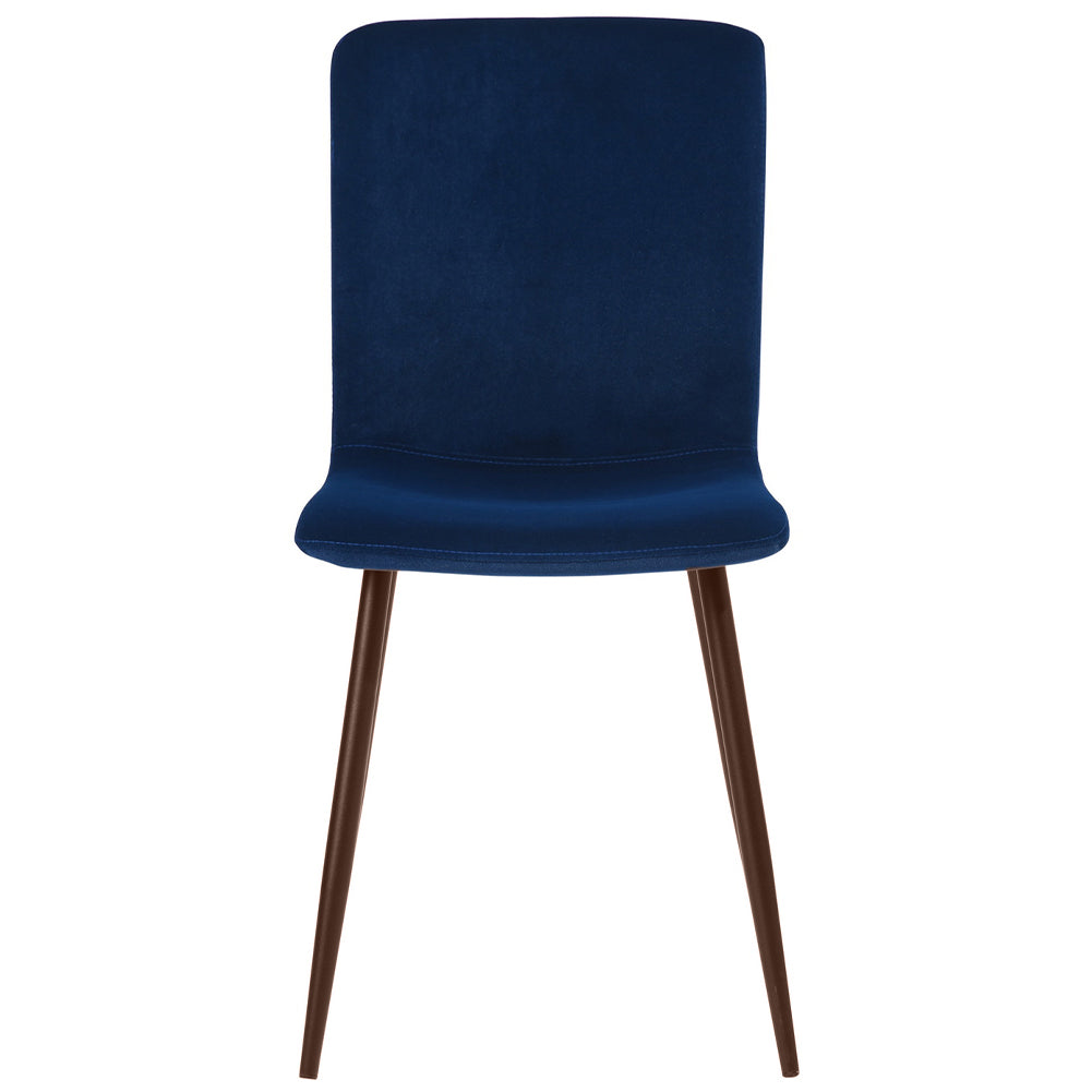 Set 4 Sedie per Sala da Pranzo in Velluto Blu con Gambe Nere Seduta Ergonomica