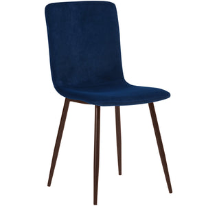 Set 4 Sedie per Sala da Pranzo in Velluto Blu con Gambe Nere Seduta Ergonomica