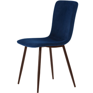 Set 4 Sedie per Sala da Pranzo in Velluto Blu con Gambe Nere Seduta Ergonomica