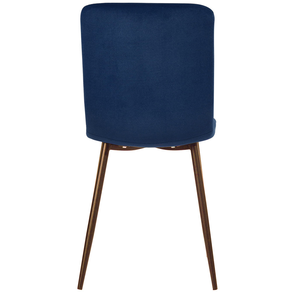 Set 4 Sedie per Sala da Pranzo in Velluto Blu con Gambe Nere Seduta Ergonomica