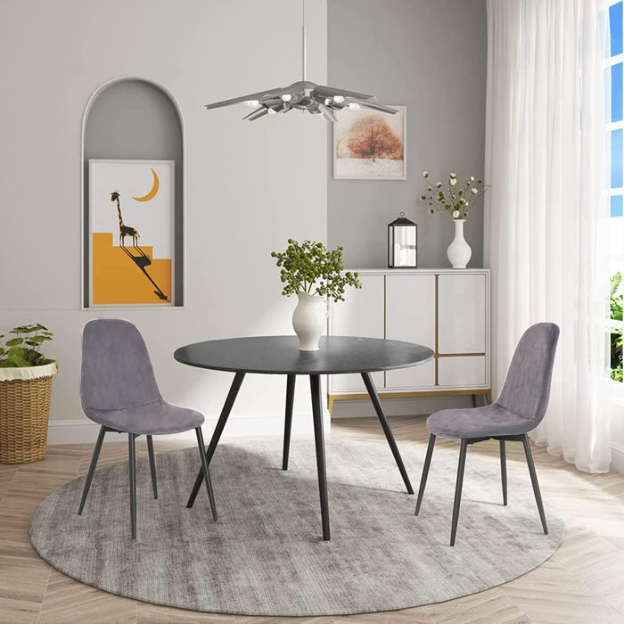 Sedia Poltroncina in Velluto Set 4pz Sedie per Sala da Pranzo Ristorante Grigio