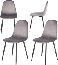 Sedia Poltroncina in Velluto Set 4pz Sedie per Sala da Pranzo Ristorante Grigio