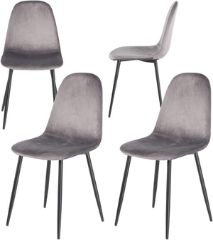 Sedia Poltroncina in Velluto Set 4pz Sedie per Sala da Pranzo Ristorante Grigio