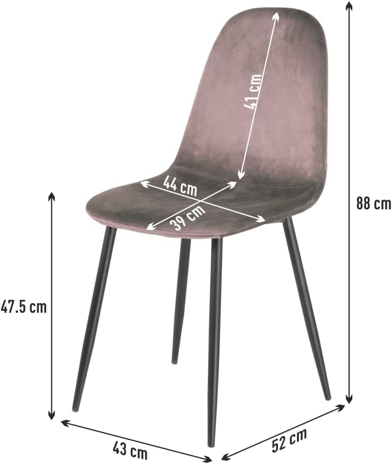Sedia Poltroncina in Velluto Set 4pz, Sedie per Sala da Pranzo, Ristorante Fango