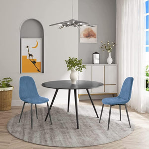 Sedia Poltroncina in Velluto Set 4pz Sedie per Sala da Pranzo Ristorante Blu Tempesta