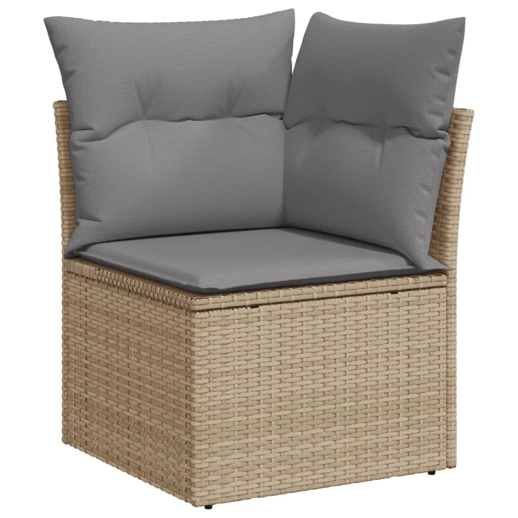 Set Divano da Giardino 14 pz con Cuscini Beige Misto Polyrattan