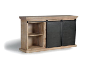 Credenza stile industriale a 2 ante scorrevoli e 3 cassetti