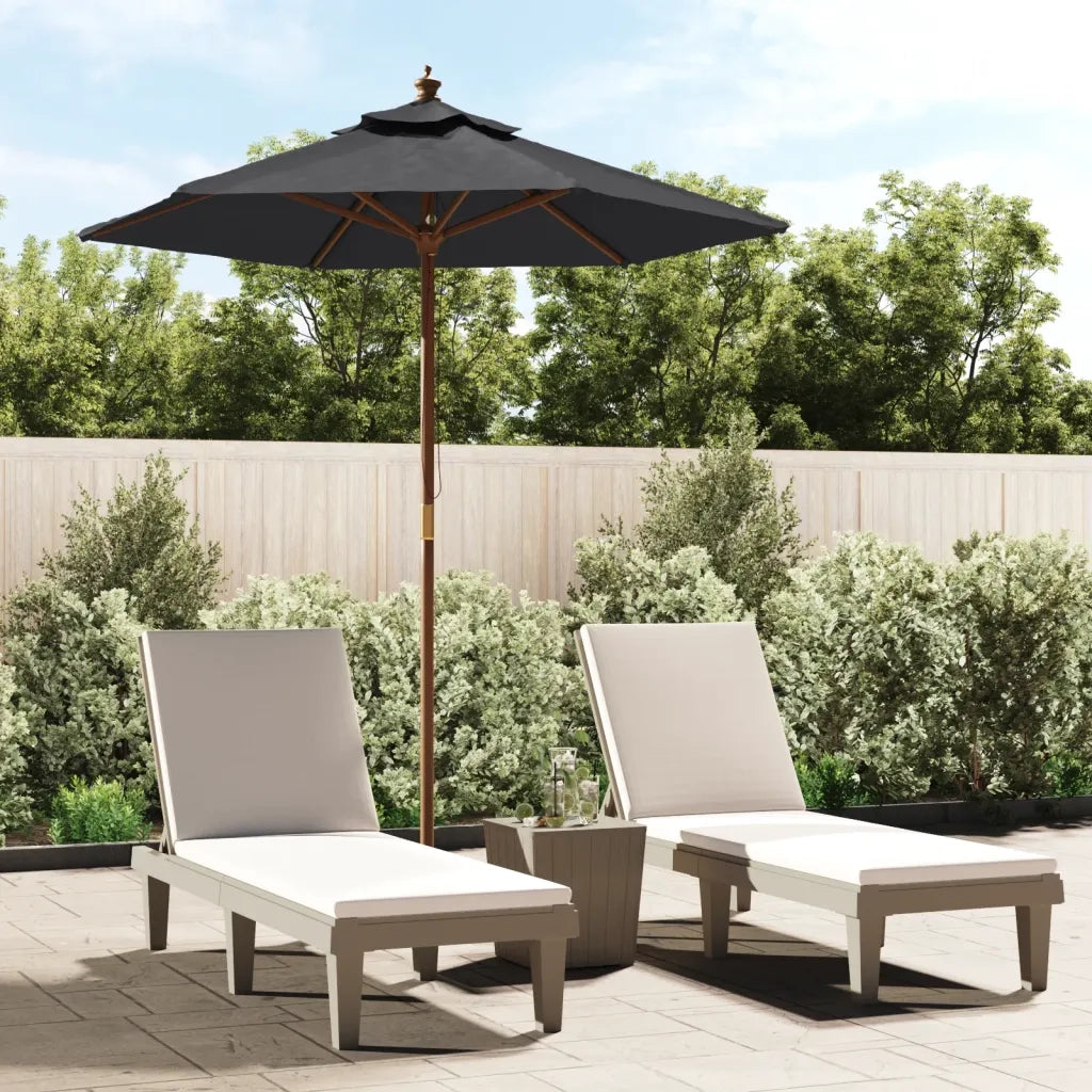 Ombrellone da Giardino con Palo in Legno Nero 196x231 cmcod mxl 79756