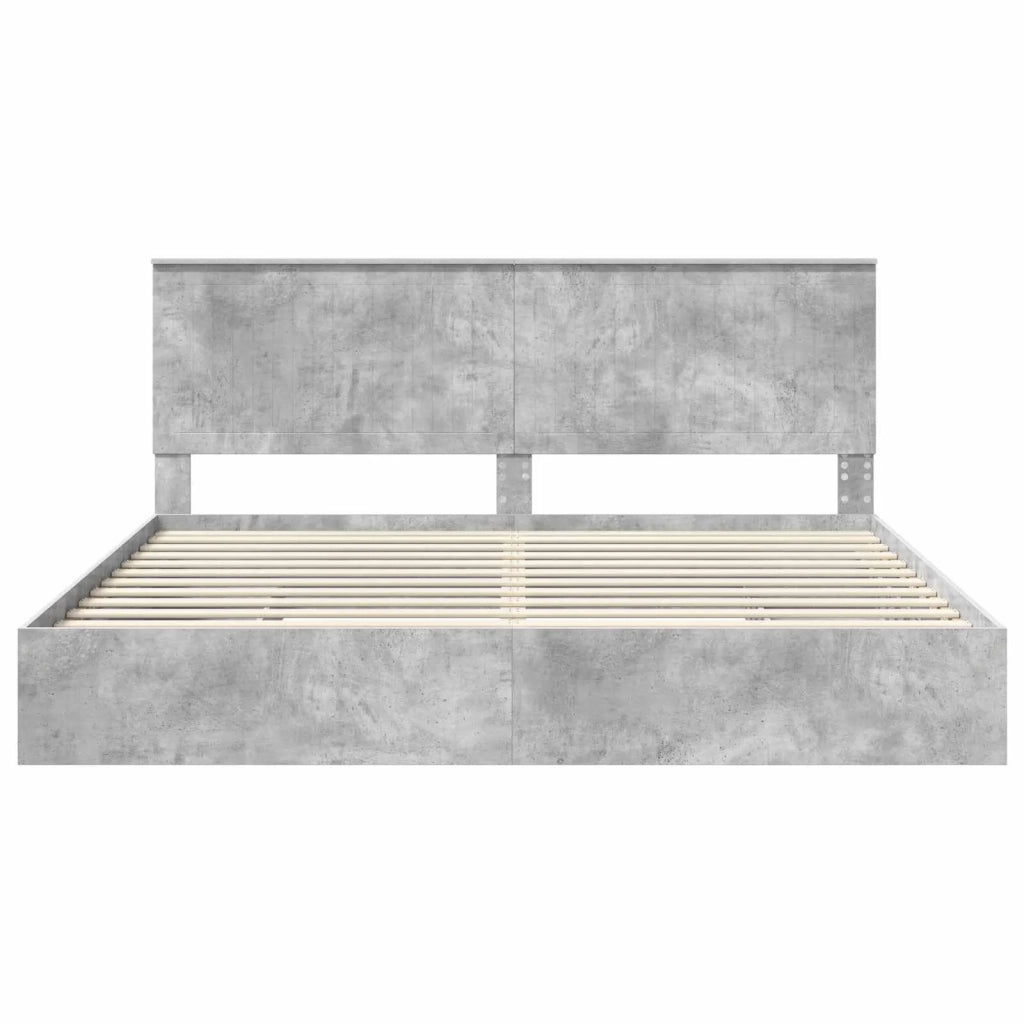 Letto matrimoniale | Letto per adulti | Letto con Contenitore con testiera Grigio cemento 200 x 200 cm